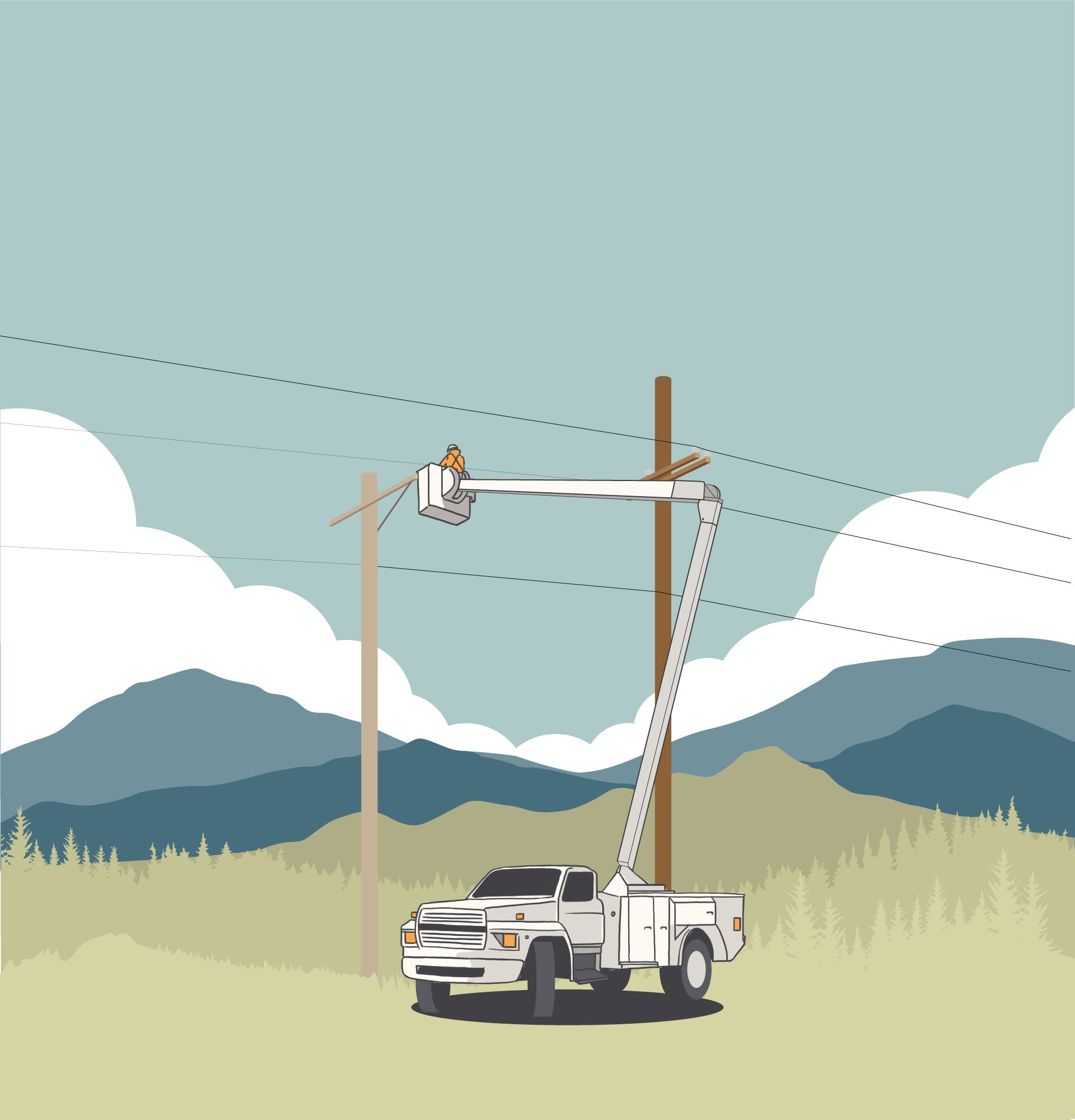 Footer Truck Powerlines - Blue
