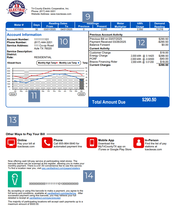 Image of back of TCEC bill