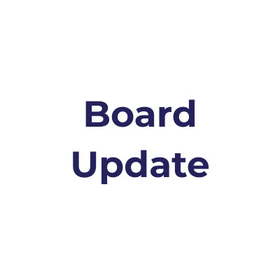 Image that reads Board Update
